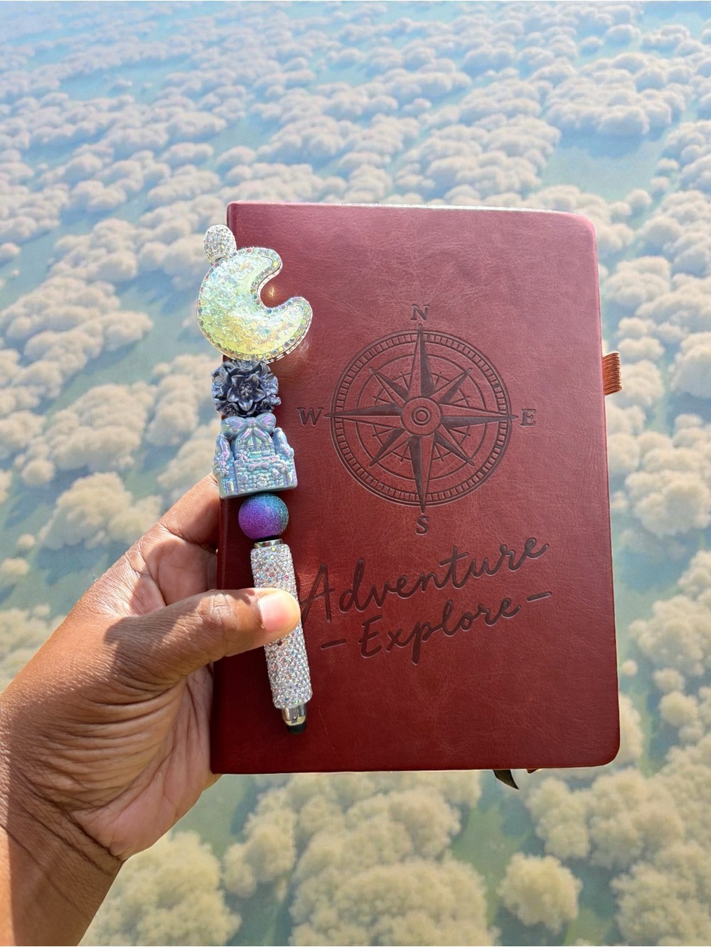 Handcrafted Iridescent Moon & Castle B Stylus & Adventure Explorer Blank Journal - Picture 2 of 8